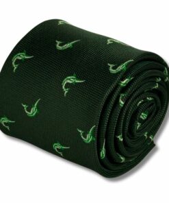 Green Cotton Tie Embroidered Swordfish